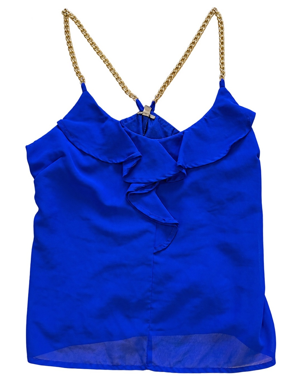 Charlotte Russe Royal Blue Ruffle Chain Strap Cami Top Size S - Going Out Top